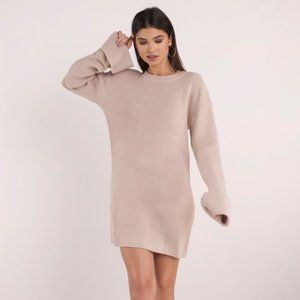 TOBI ALLISON CUFFED SLEEVE SWEATER DRESS IN ROSE